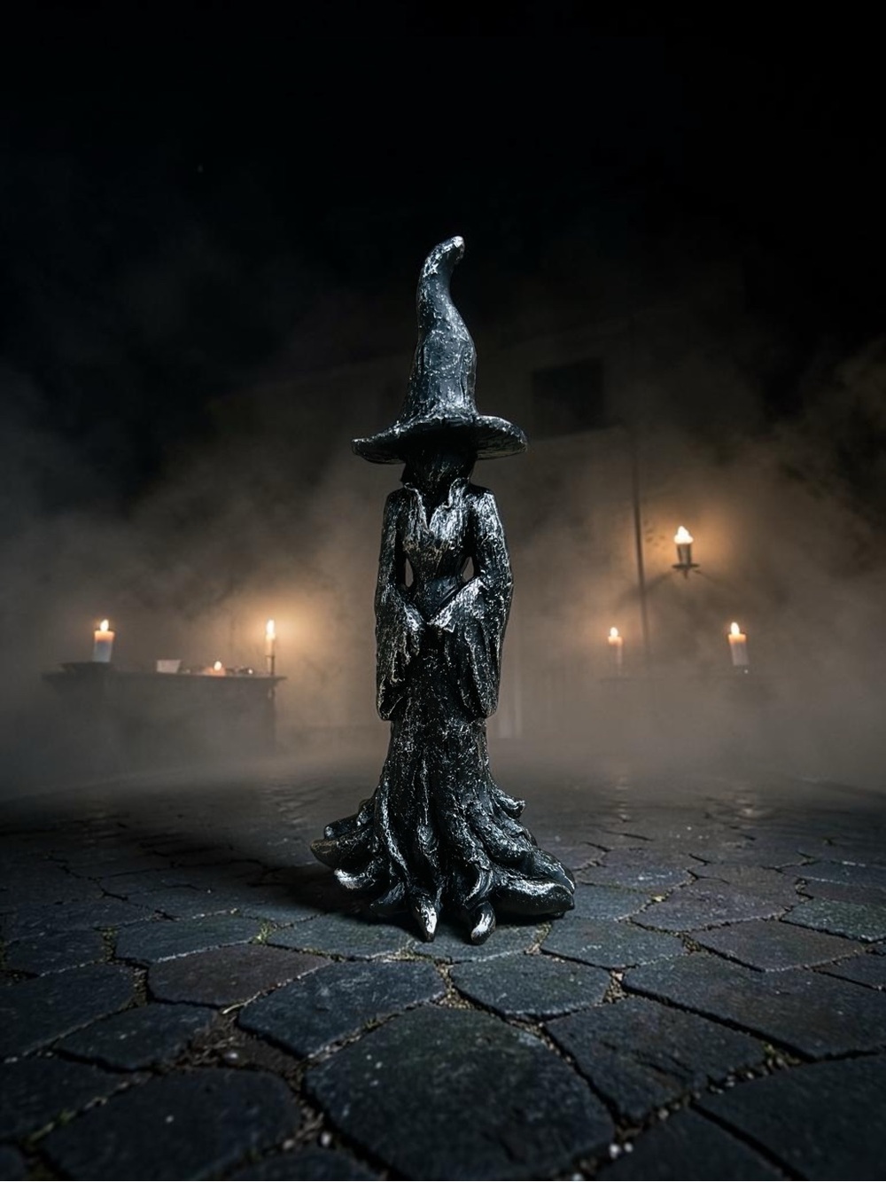 Black & Grey Resin Witch Figurine